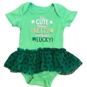 Baby girl youth St. Patrick’s day one piece with tutu 6-9 months